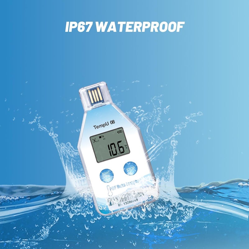 T-ZONE Digital Temperature Data Logger USB Single Use Temp Recorder 5 Packs,Disposable Freezer Thermometer Recording 200 Days with Auto Reports for Cold Chain Medical Refrigerator Lab IP67 Waterproof - Image 5